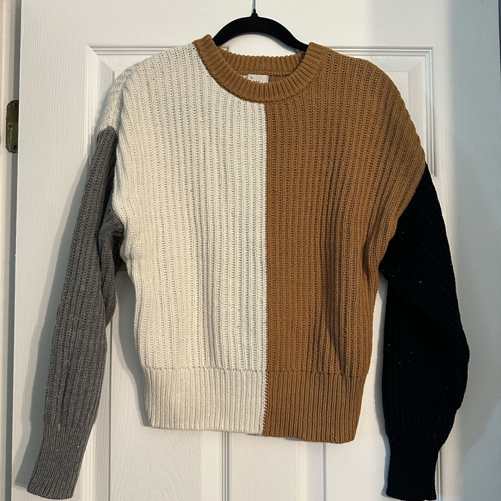 a new day Colorblock Sweater - Cream, Brown, Gray, Black